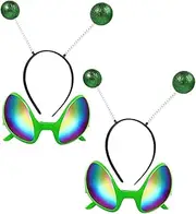 Kisangel Alien Glasses 2 Sets Prom Headpiece Make up Headband Cosplay Glasses Party Headband Dancing Party Glasses Space Antenna Headband Funny Eyeglasses Funny Glasses Alien Accessories