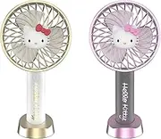 Hello Kitty Handheld Fan with Tabletop Stand - Multi-Speed Settings, Rechargeable Battery, Portable and Compact Design - Ideal for Home, Office, and Outdoor Use - Includes USB Charging Cable