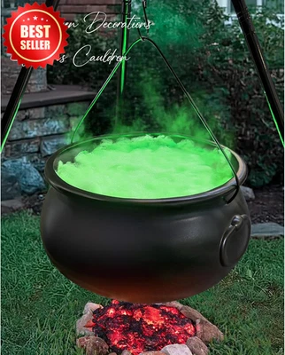 Hocus Pocus Witches Cauldron 4.5ft Tripod Lights Halloween Candy Bucket Decor US