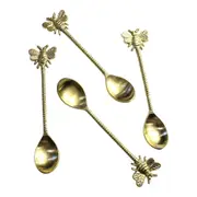 4pc Stainless Steel Brass 14cm Bee Spoon Utensil Cutlery Tableware Set Gold