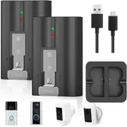 FOHOA 2 Packs 6040mAh Replacement Rechargeable Battery with Charger Station for Ring Video Doorbell Camera 2/3/4 and Spotlight Camera