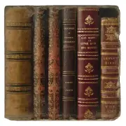 Studio Vertu, "Books - Keys to the World" Tumbled Botticino Marble Trivet, New