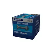 ZENITH M12 x 25mm Hot Dip Galvanised Hex Head Bolts And Nuts - 12 Pack