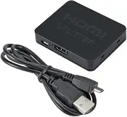 Premium HDMI Splitter 1 in 2 Out, 1080P 4K HDCP Stripper, Signal Amplifier, Supports 3D, Blu-Ray, and DVD