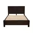 Bed Frame Double Size In Solid Wood Veneered Acacia Bedroom Timber Slat Chocolat