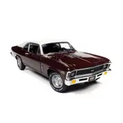 AutoWorld 1:18 Scale Mcacn Chevy Nova SS 396 1970 Diecast Model Car Burgundy