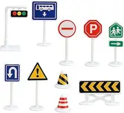 Kisangel Mini Traffic Barricade Sign Set Road Sign Toy Model for Boys and Girls Traffic Scene Toy Boys and Girls