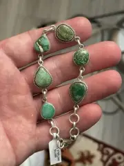 STERLING SILVER NATIVE AMERICAN SW EMERALD VALLEY TURQUOISE 6 STONE BRACELET 925