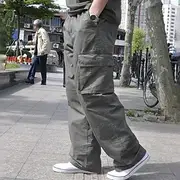 Men's Cargo Pants Cargo Trousers Baggy Pants Pocket Lightweight Plain Comfort Breathable Outdoor Daily Going out Casual Big and Tall Black Green