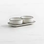 Salisbury & Co Mona Condiment Serving Set of 3 White with Black Speckle