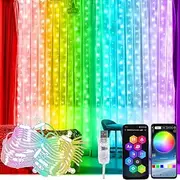 Curtain Fairy Lights 300 LED, 16 Million Colors Synchronized with Music Fairy Lights 3×3m IP65 Waterproof Curtain String Light 210 Modes with Remote & APP for Bedroom Christmas Wedding Birthday