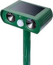 Solar Animal Repeller, Ultrasonic Animal Repellent Defender Cat, Dog, Squirrel, Deer, Fox, Outdoor Animal Deterrent with Motion Sensor and Led Light Alarm, Protect Yards, Lawn Gardens (Green)