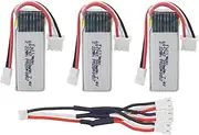 Fytoo 3PCS 7.4V 300mAh Lithium Battery with 3in1 USB Charging Cable for WLToys F959 XK DHC-2 A600 A700 A800 A430 Remote Glider Spare Parts