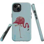 For iPhone 14 Plus Case Tough Protective Cover, Vintage Flamingo