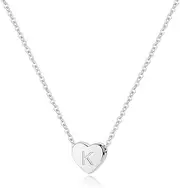 M MOOHAM Valentine's Day Gifts for Women Heart Initial Necklace - Sterling Silver Dainty Letter Necklace for Girls Kids Teens