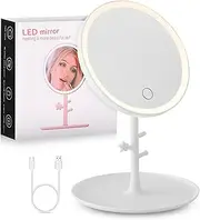 LETOUR Rechargeable Makeup Mirror, Makeup Mirror with Led Lights, 3 Color Dimmable Lighting Travel Mirror, 120 Degree Swivel Beauty Cosmetic Mirror, Makeup Vanity Mirror for Dorm Home Decor ﻿