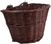 GANAZONO D Shape Rattan Wicker Bike Basket for Detachable Front Handlebar Storage Container Handmade Willow Material Durable for Boys