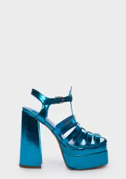[Lemon Drop by Privileged] Blue Metallic Tacy Platform Sandals