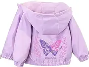 [Amur Leopard] Girls' Thin Hooded Jacket, Spring Jacket, Wind Jacket for Summer, Autumn, purple, 146