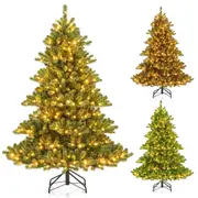 Costway 7 Modes 1148 Tips Christmas Tree w/ 3 Color Temperatures & 400 Warm White LED Lights Home Office Party Holiday Decoration Multicolor