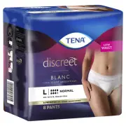 TENA Discreet Low Waist Underwear White 8 Disposable Pants - Large