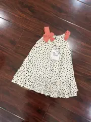 Mayoral baby girl dress 12m polka dot with bow