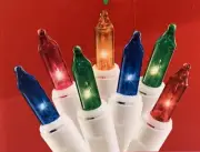 MultiColor Mini Lights String 100 Count WHITE Wire Christmas Incandescent 20'