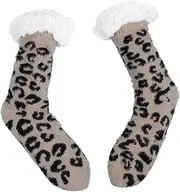 [SHERCHPRY] 3 Pairs Leopard Floor Socks Leopard Socks Women Womens Fluffy Socks Xmas Socks Warm Wool Socks Girl