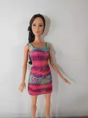 AS NEW BARBIE DOLL CLOTHES #646 RETRO PATTERN DRESS PINK BLUE PURPLE