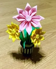Origami paper Gerbera daisy flowers Holiday Wedding Bouquet Centerpiece Decor
