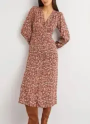 Boden Button Through Midi Tea Dress V-Neck Floral Paisley Petite 6P NEW