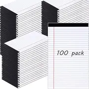 Gueevin 100 Pcs Legal Pads 5x8 Inch Note Pads Lined Small Notepads Bulk Wide Ruled Writing Paper Pads 5 x 8 Mini Notebook for School, College, Office, Classroom Supplies, 40 Sheets/Pad (White)