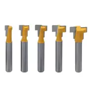 5 Pcs T Slot Router Bits 1/4 Inch round Shank Keyhole Router Bit Set T-Track Slo