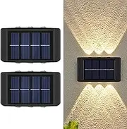 EZONEDEAL 2 Pcs Solar Wall Lights, LED with Lights Reflector, Up and Down Solar Lamps, IP65 Waterproof Solar Powered Wall Lights for Garden Patio Yard Deck Pendant Lights