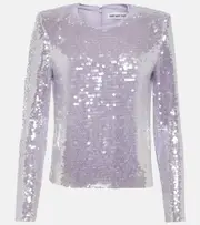 [Self-Portrait] Self-Portrait Sequined cropped top AU 4 purple