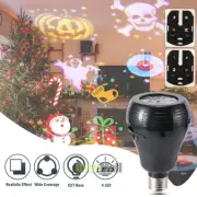 E26 LED Snowflake Projector Light Laser Moving E27 Light Bulb Xmas Decor Lamp