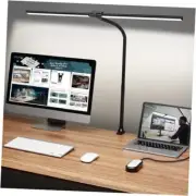 Led Desk Lamp for Office Home, Bright Double Head Desk Light with Clamp,