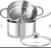 MICHELANGELO 3 Quart Stainless Steel Saucepan With Lid And Steamer.