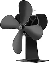 Repelltopse YHM XL BLFS-001 4-Blade Aluminum Heat Powered Ultra Quiet Fireplace Stove Fan(Black) (Color : Black)