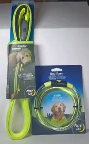 NITE IZE NiteDog LED Rechargeable Leash 4' & Collar Full Length Illumination