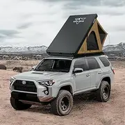 SAN HIMA Rooftop Tent Hard Shell - Spacious Overland Aluminum Roof Top Tent with Telescopic Ladder, Built-in LED Lights, Floor Foam Mattress, Quick Setup, 3-Side Access, Up to 3 Person