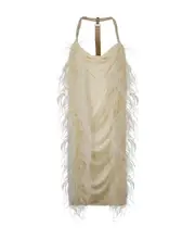 Ussita feather-trim midi dress S,XS,M Nude