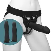 Doc Johnson Body Extensions - BE Ready - Hollow Strap-On System - Silicone Harness with Elastic Waist Band and 3 Hollow Dildos