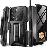 [Tongate] for Z Fold 6 Case, [with Privacy Glass Screen Protector] [S Pen Holder & Hinge Protection] Full-Body Military Drop Phone Case for Samsung Galaxy Z Fold 6 Case with Kickstand & Belt Clip, Black