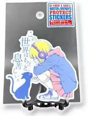 Blonde Girl Headphones Sticker Cute Cat Quirky Fun Japan Decal B-Side Label
