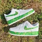 Air Force 1 Custom Emerald Green Pearlescent Gold Splatter White Shoes Men Women