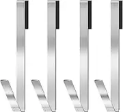 WEKEY 7IN Shower Door Hooks,Towel Hooks for Bathrooms Extended Shower Hook,Heavy Duty Drilling-Free Shower Towel Hook Suitable for Frameless Glass Shower Door,Over The Door Towel Rack 4 Pack-Silver