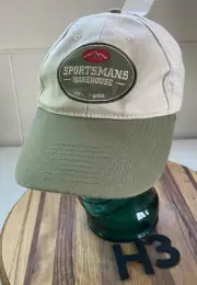 NWT SPORTSMANS WAREHOUSE HAT TAN/GREEN STRAPBACK ADJUSTABLE NEVER WORN! H3