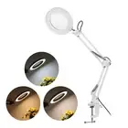 Flexible Clamp-on Table Lamp 8x Magnifier Swing Arm Background Lamp Dimmable LED