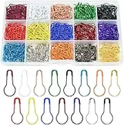 600Pcs Gourd Safety Bulb Pins 15 Colors Metal Crochet Stitch Markers Pear Shape Knitting Pins for Crocheting Clothing Tag DIY Craft Project with Storage Box